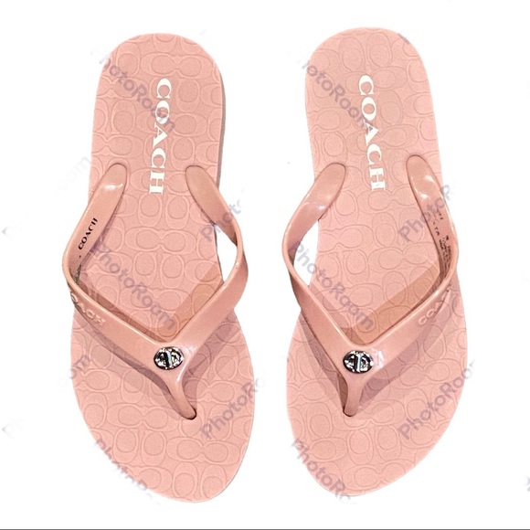 Coach Shoes - Coach pink flip flops